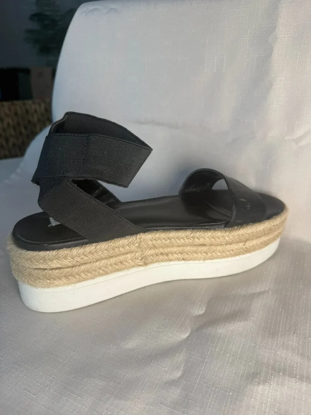 Steve Madden Kylee Black Espadrille Flatform Sandals Women's